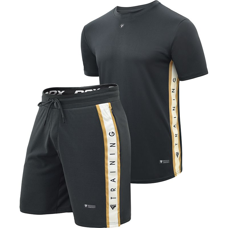 17 AURA EXTRA LARGE BLACK POLYESTER SHORTS & T-SHIRT XL by RDX