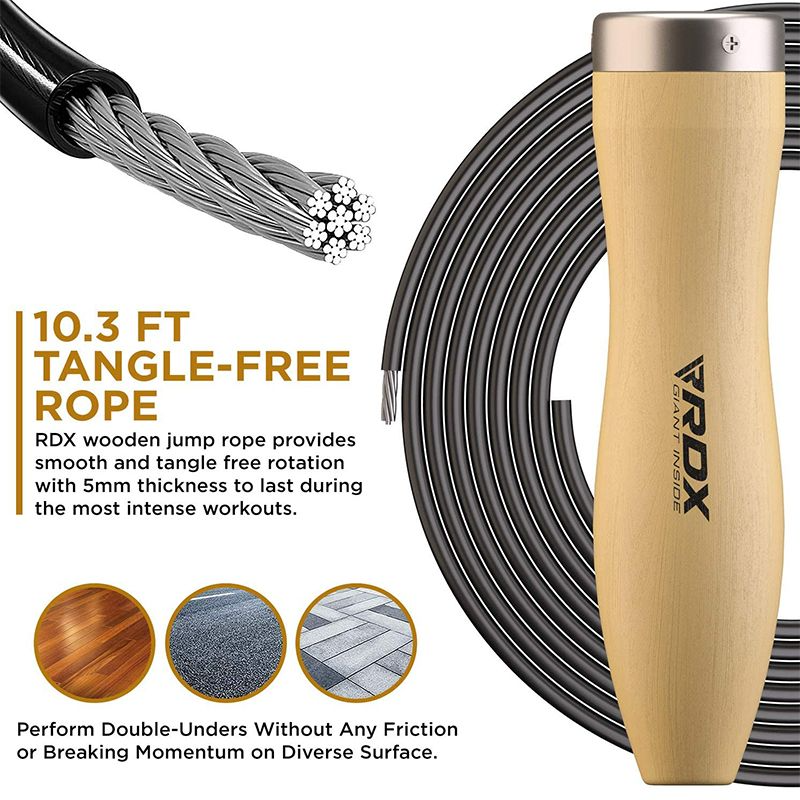 BR 10.3FT WOODEN HANDLES JUMP ROPE by RDX