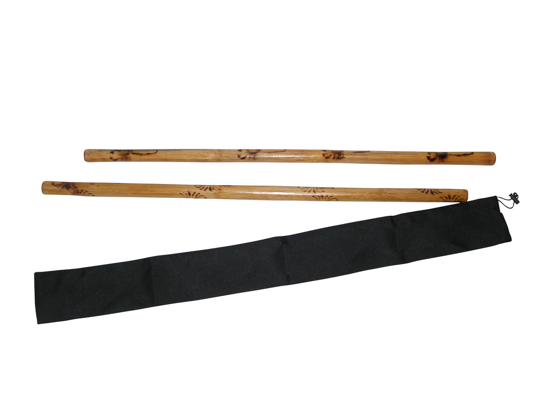 Escrima Kali Arnis Rattan Stick Set Burned No Skin (2 Sticks+Case) 28"X7/8"