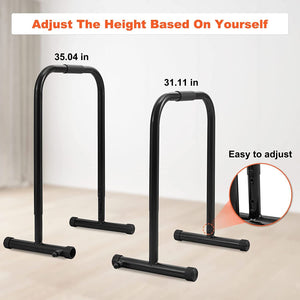 Dip Station Heavy Duty Dip Bar Stand Fitness Workout Adjustable Parallel Bars