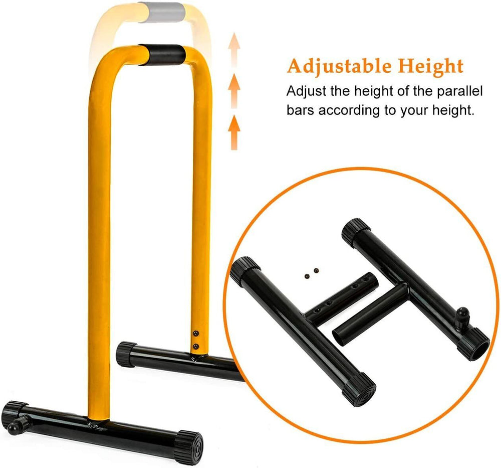 Dip Station Heavy Duty Dip Bar Stand Fitness Workout Adjustable Parallel Bars