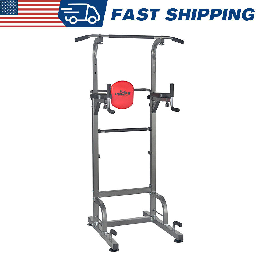 RELIFE Power Tower Dip Station Pull up Bar for Home Gym Strength Training 330Lbs