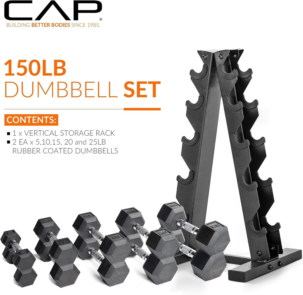 150 LB Dumbbell Set with Rack