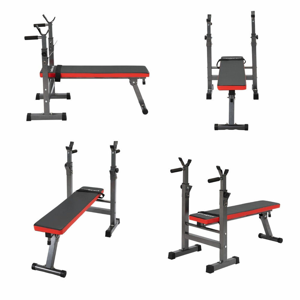 Adjustable Weight Bench Folding Bench Press W/Barbell Rack Full Body Workout