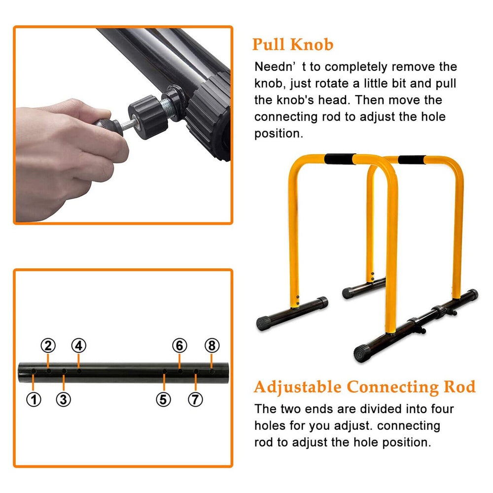 Dip Station Heavy Duty Dip Bar Stand Fitness Workout Adjustable Parallel Bars