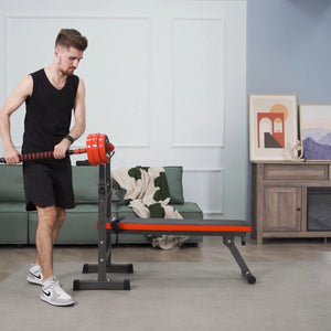 Adjustable Weight Bench Folding Bench Press W/Barbell Rack Full Body Workout