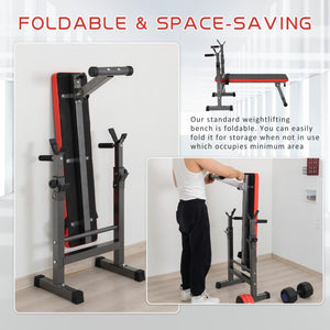 Adjustable Weight Bench Folding Bench Press W/Barbell Rack Full Body Workout
