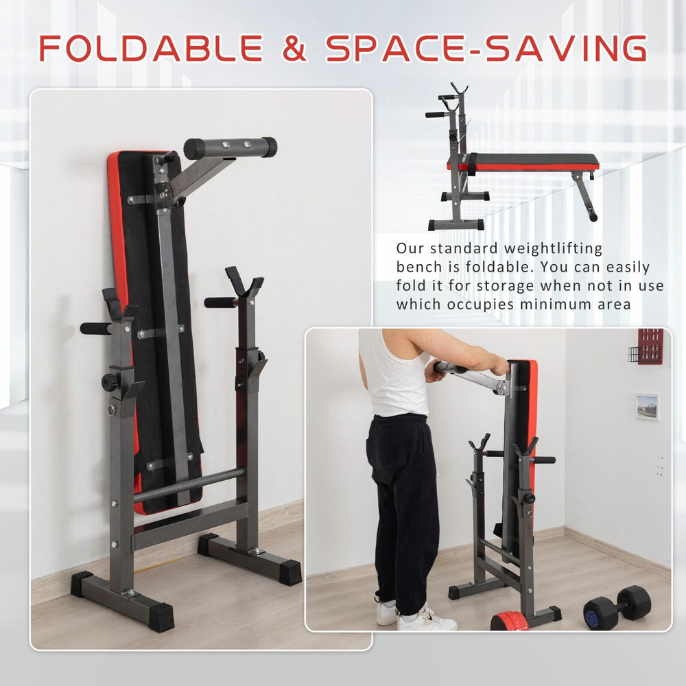 Adjustable Weight Bench Folding Bench Press W/Barbell Rack Full Body Workout