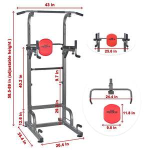 RELIFE Power Tower Dip Station Pull up Bar for Home Gym Strength Training 330Lbs