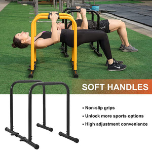 Dip Station Heavy Duty Dip Bar Stand Fitness Workout Adjustable Parallel Bars