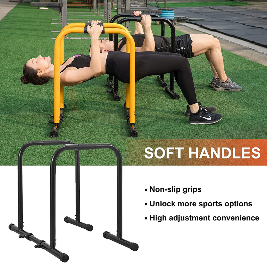 Dip Station Heavy Duty Dip Bar Stand Fitness Workout Adjustable Parallel Bars