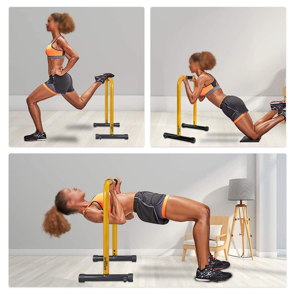 Dip Station Heavy Duty Dip Bar Stand Fitness Workout Adjustable Parallel Bars