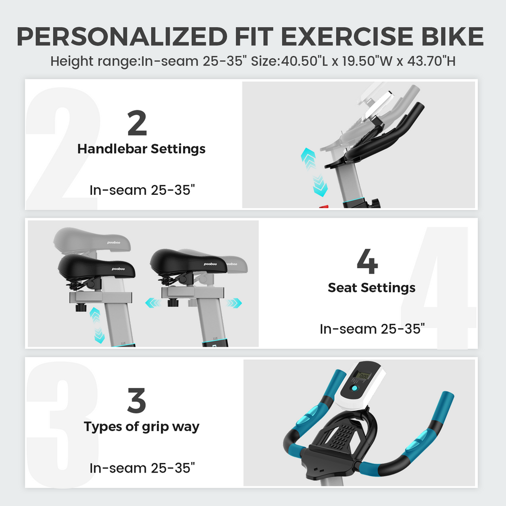 Pooboo Indoor Cycling Bike Stationary Exercise Bike Home Cardio Workout Machine