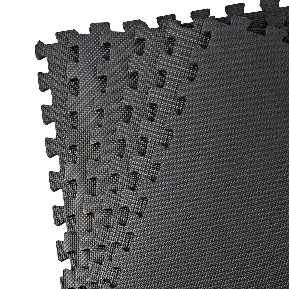12 Pieces Puzzle Exercise Floor Mats Workout Gym Equipment Mat Black 24''×24''