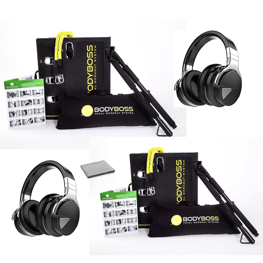 Bodyboss 2.0 Portable Home Gym System (2 Pack) -Resistance Bar, Handles- Bundle