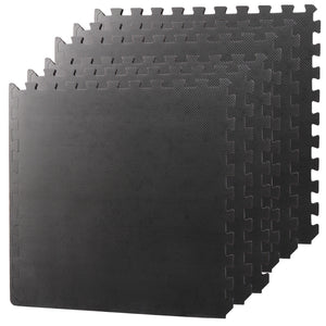 12 Pieces Puzzle Exercise Floor Mats Workout Gym Equipment Mat Black 24''×24''