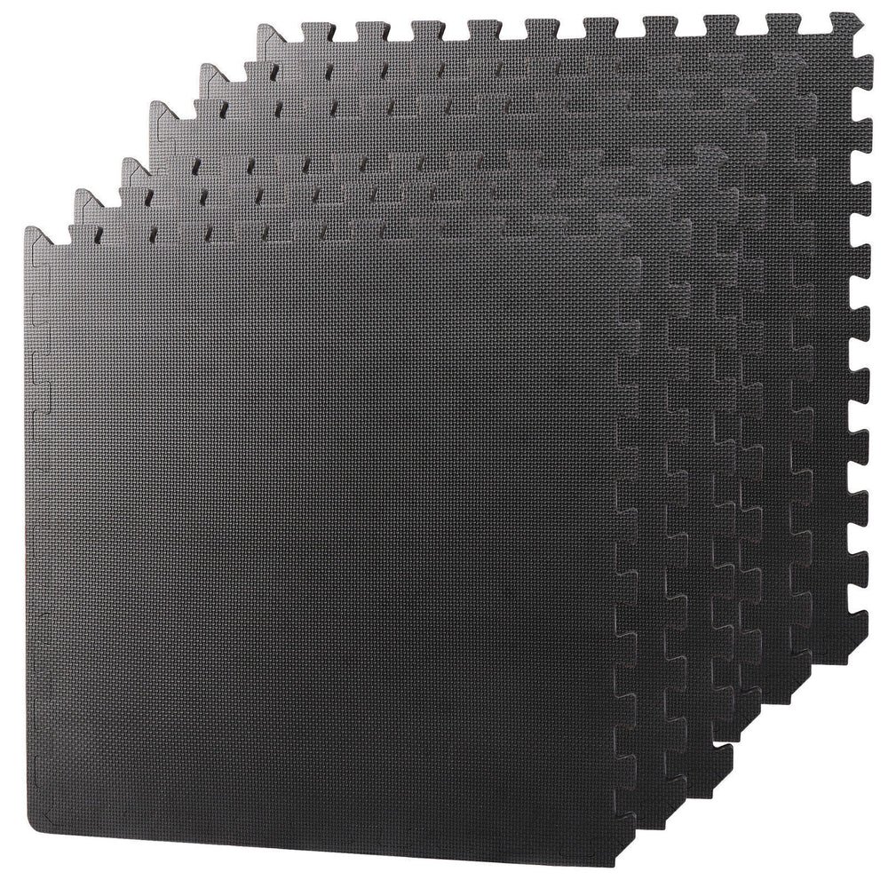 12 Pieces Puzzle Exercise Floor Mats Workout Gym Equipment Mat Black 24''×24''
