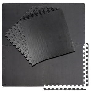 12 Pieces Puzzle Exercise Floor Mats Workout Gym Equipment Mat Black 24''×24''