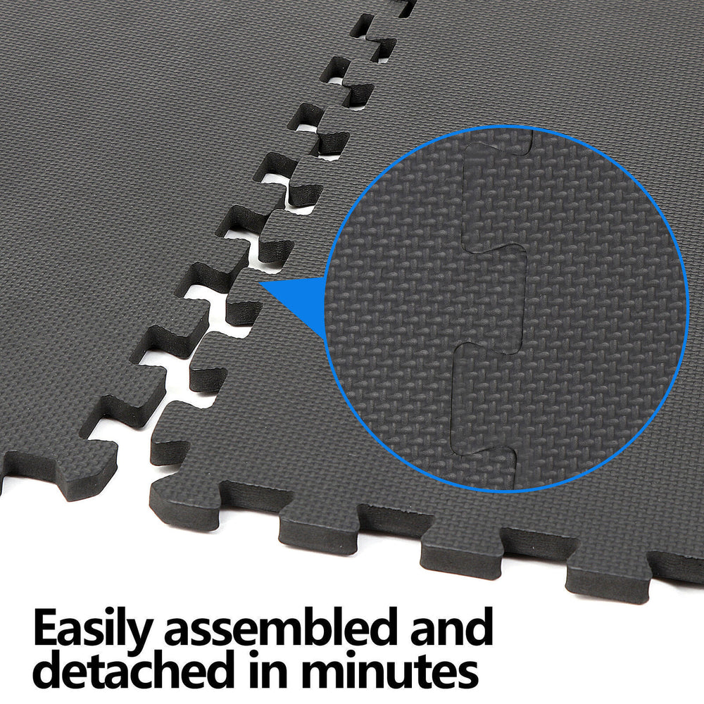 12 Pieces Puzzle Exercise Floor Mats Workout Gym Equipment Mat Black 24''×24''