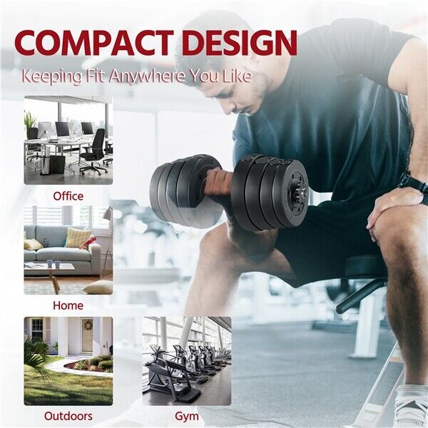 Dumbbell Weight Set 66 LB Adjustable Cap Gym Home Barbell Plates Body Workout