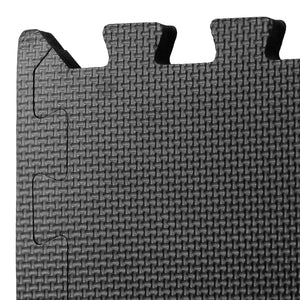 12 Pieces Puzzle Exercise Floor Mats Workout Gym Equipment Mat Black 24''×24''