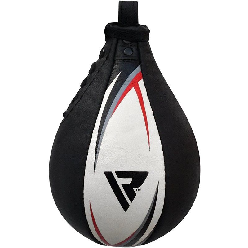 S2 BOXING & MMA TRAINING LEATHER SPEED BAG WITH SWIVEL BLACK / WHITE by RDX