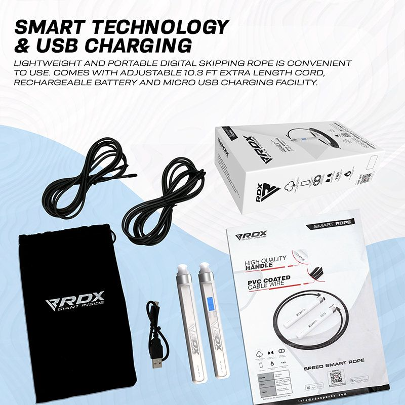 5P RECHARGEABLE 10.3FT SMART SKIPPING ROPE by RDX