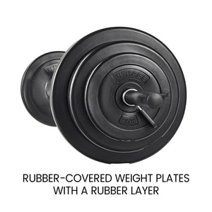 Rubber Adjustable Barbell Weight Set 45Lb Fitness Weights Lifting for Home Gym