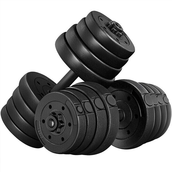 Dumbbell Weight Set 66 LB Adjustable Cap Gym Home Barbell Plates Body Workout
